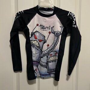 Tatami BJJ Longsleeve Kids Youth Rashguard - Robots design-Size M